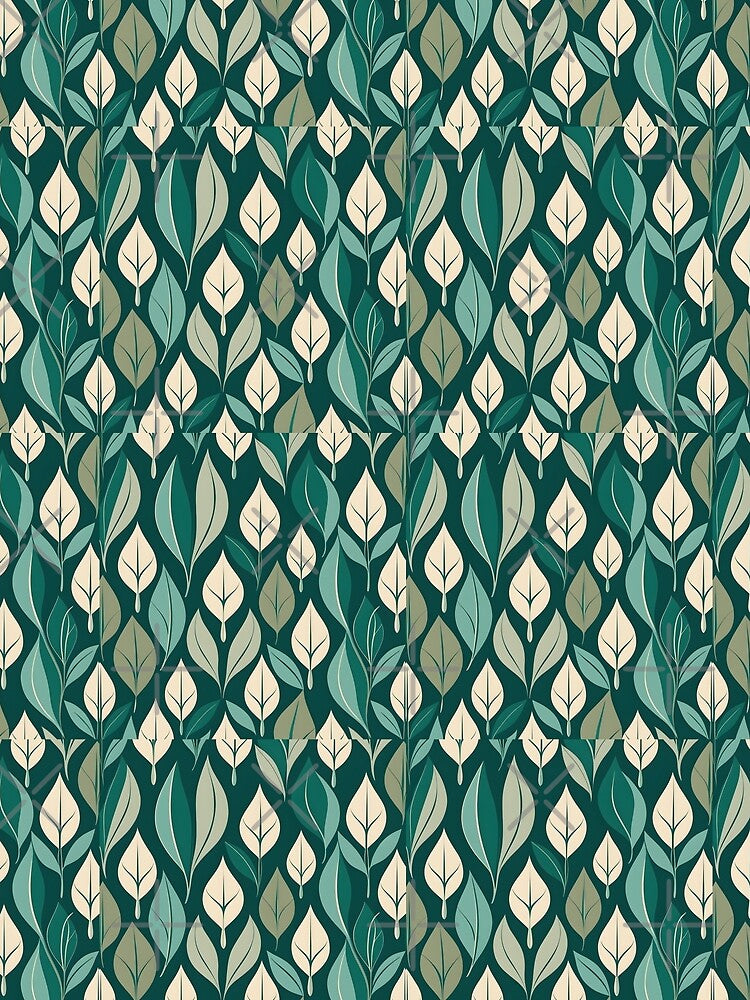 Retro Mid Century Modern Botanical Leaves Emerald Green by Prints and Lifestyle T-Shirts, Hoodie, Sweatshirt (Image 2)