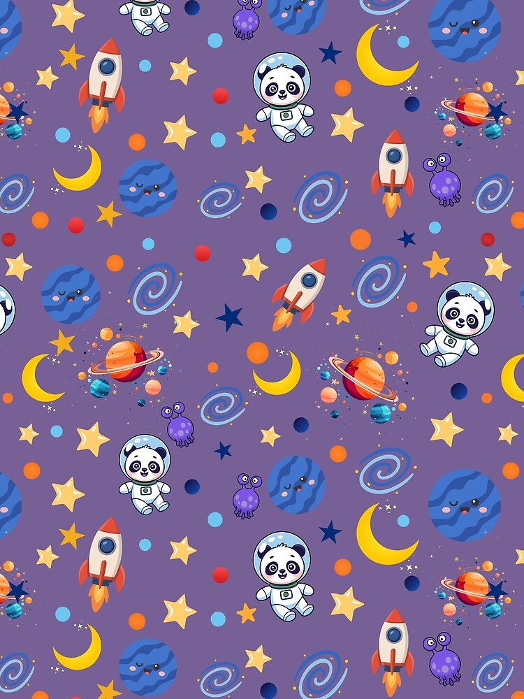 Cute Space Panda Seamless Pattern Kawaii Astronaut Galalxy T-Shirts, Hoodie, Sweatshirt