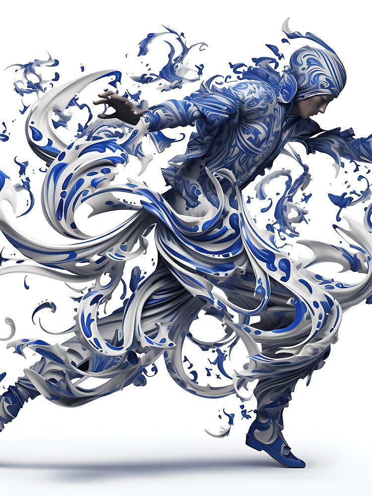 Blue And White Abstract Digital Art Man Dancing by PioneerX1 T-Shirts, Hoodie, Sweatshirt | BlankRebels.com (Image 2)
