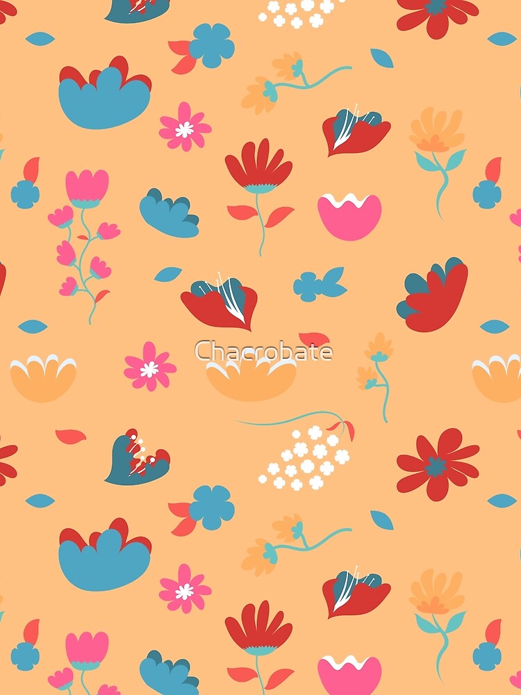 Colorful Doodle Flower Pattern orange background by Chacrobate T-Shirts, Hoodie, Sweatshirt | BlankRebels.com (Image 2)