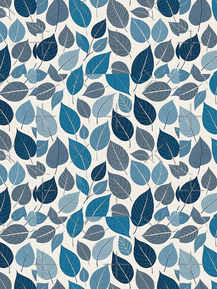 Retro Mid Century Modern Botanical Leaves blue by Prints and Lifestyle T-Shirts, Hoodie, Sweatshirt (Image 2)