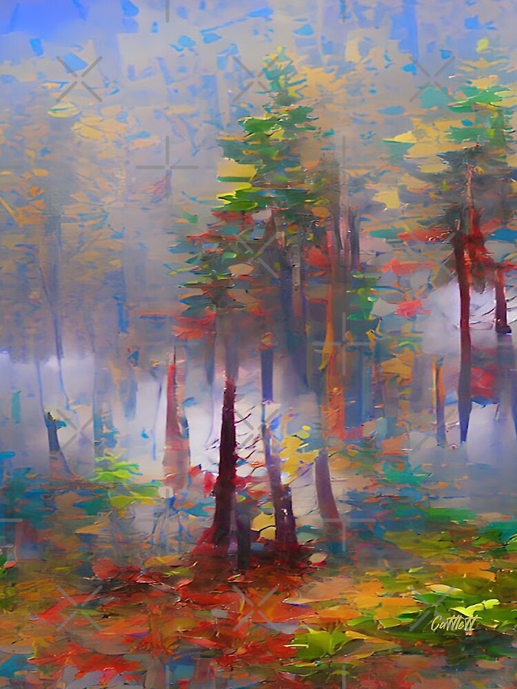 Fog Mist - Painting of Trees - Painting of Foggy Forest by CattlettArt T-Shirts, Hoodie, Sweatshirt (Image 2)