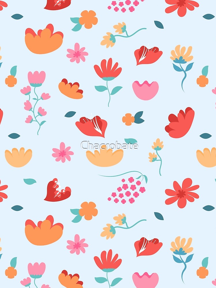 Colorful Doodle Flower Pattern with azure background by Chacrobate T-Shirts, Hoodie, Sweatshirt | BlankRebels.com (Image 2)