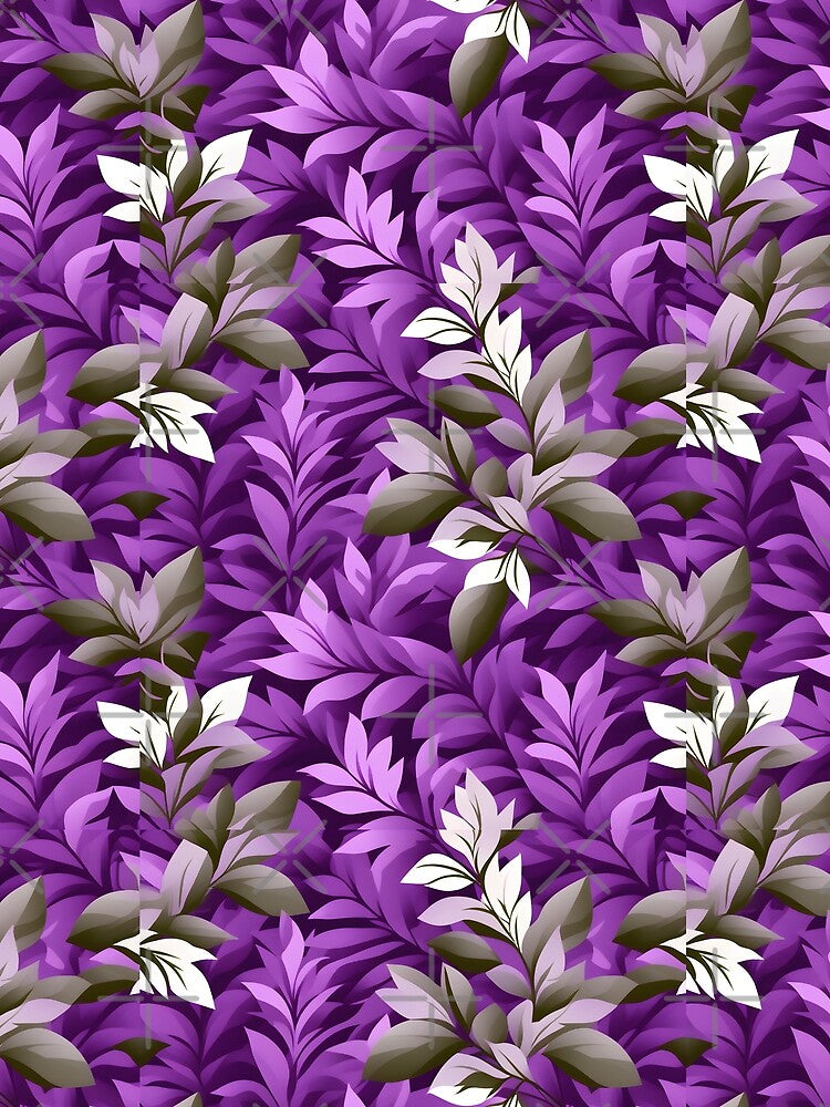 Retro Mid Century Modern Botanical Leaves Purple by Prints and Lifestyle T-Shirts, Hoodie, Sweatshirt (Image 2)