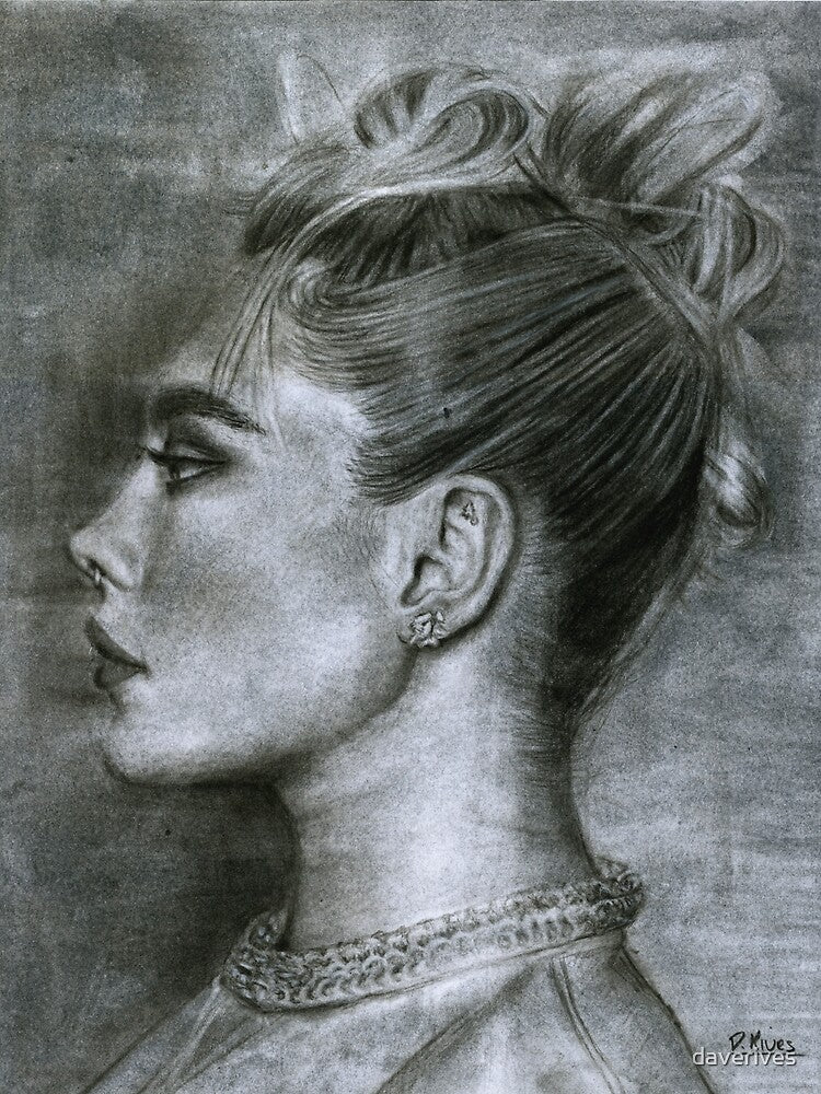 Florence Pugh Charcoal Portrait by daverives T-Shirts, Hoodie, Sweatshirt | BlankRebels.com (Image 2)