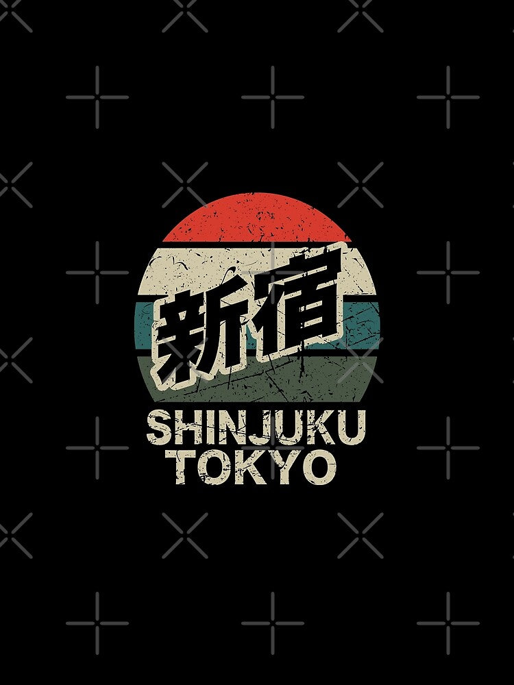 Shinjuku Tokyo Japan Kanji Character Distressed Retro Sunset by japanoutpost T-Shirts, Hoodie, Sweatshirt (Image 2)