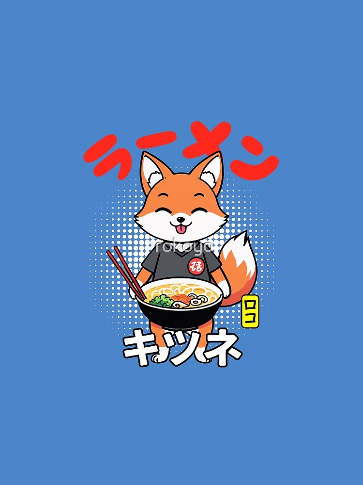 Cute Fox Enjoying Ramen - Kawaii Japanese Design by Rokoyo Prints T-Shirts, Hoodie, Sweatshirt | BlankRebels.com (Image 2)