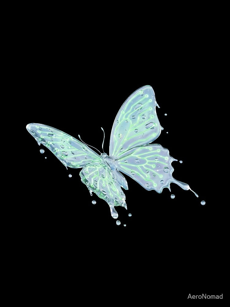 Neon Glass Butterfly Frutiger Aero Aesthetic by AeroNomad T-Shirts, Hoodie, Sweatshirt | BlankRebels.com (Image 2)