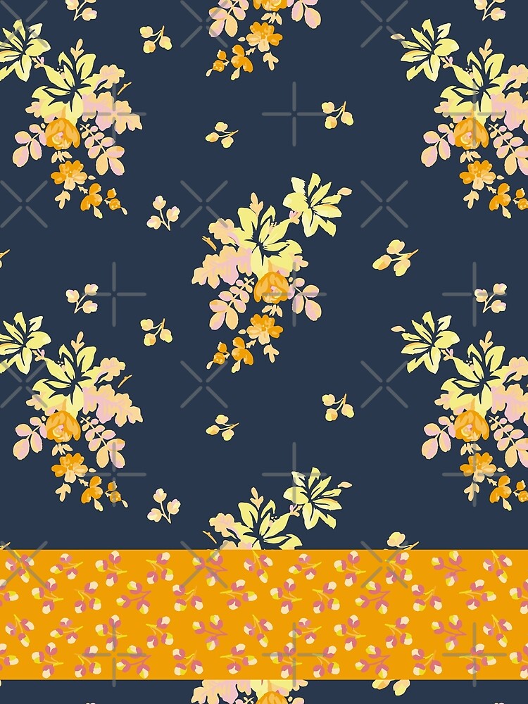 pretty old floral, nana's floral in navy and orange by Samantha  Woodford T-Shirts, Hoodie, Sweatshirt (Image 2)