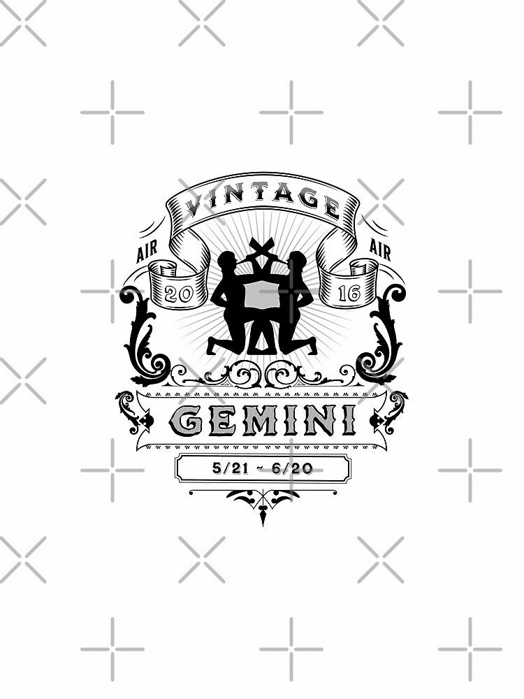 The Zodiac Sign of Gemini Black and White Vintage 2016 by rhombusOnion T-Shirts, Hoodie, Sweatshirt (Image 2)