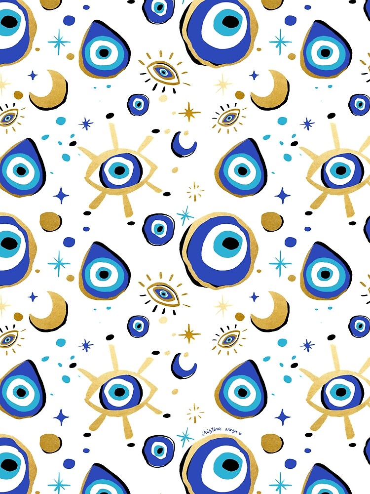 Blue and Gold Evil Eye by Cristina Arezu T-Shirts, Hoodie, Sweatshirt | BlankRebels.com (Image 2)