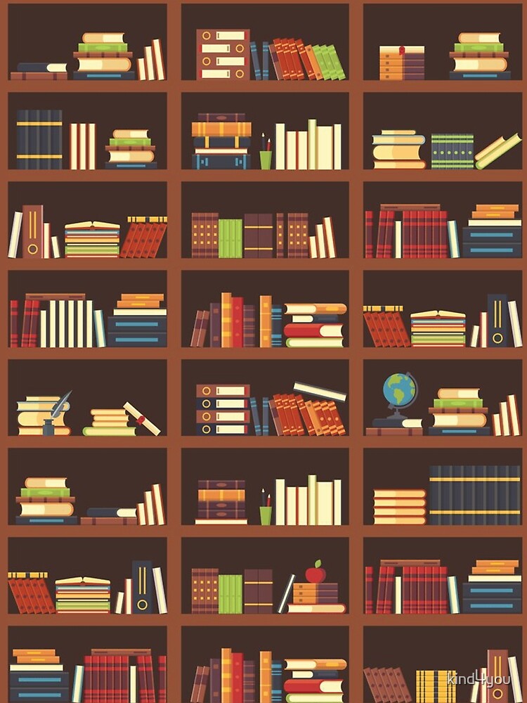 Bookshelf with many books, a gift for women or men who loves books and adore reading by kind4you T-Shirts,... (Image 2)