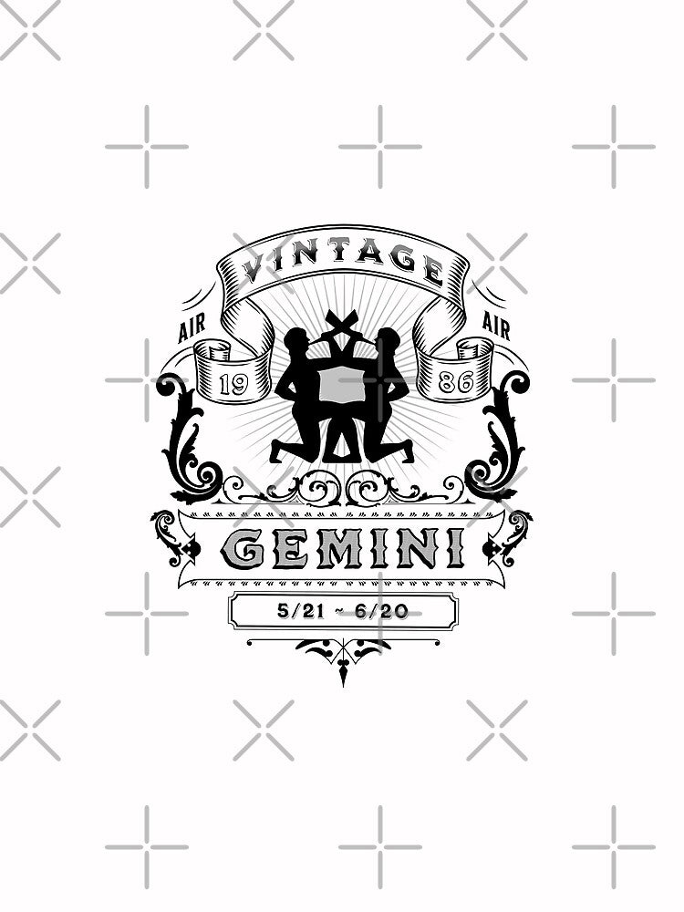 The Zodiac Sign of Gemini Black and White Vintage 1986 by rhombusOnion T-Shirts, Hoodie, Sweatshirt (Image 2)