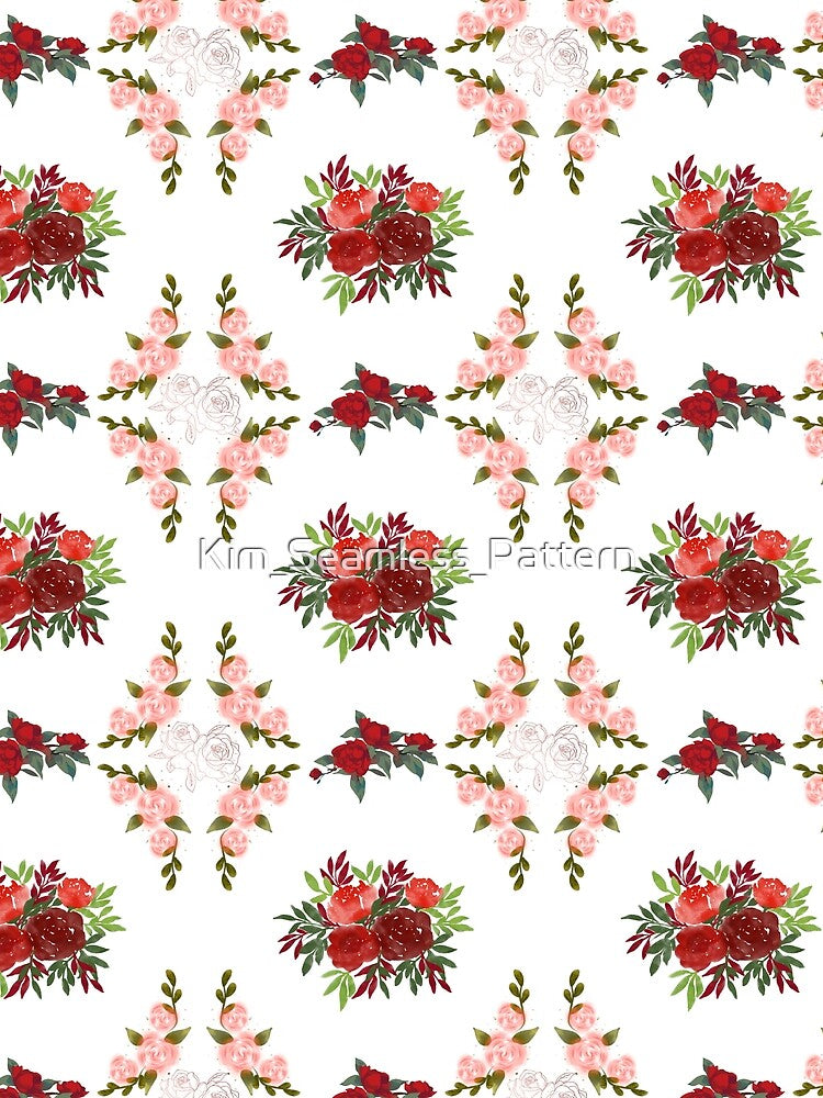 Red Floral Pattern by Kim_Seamless_Pattern T-Shirts, Hoodie, Sweatshirt | BlankRebels.com (Image 2)