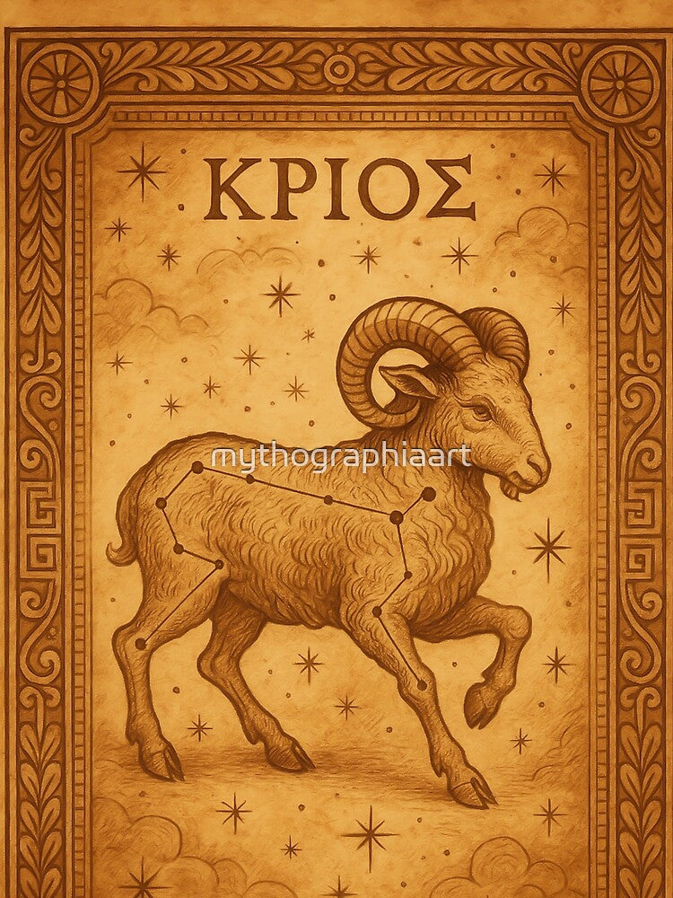 Ancient Constellation of Aries – Greek Papyrus Star Map by mythographiaart T-Shirts, Hoodie, Sweatshirt (Image 2)