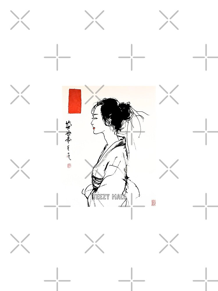 a Japanese woman calligraphy style, painting or sketch  with white background DESIGN by TEEZY MALL. by... (Image 2)