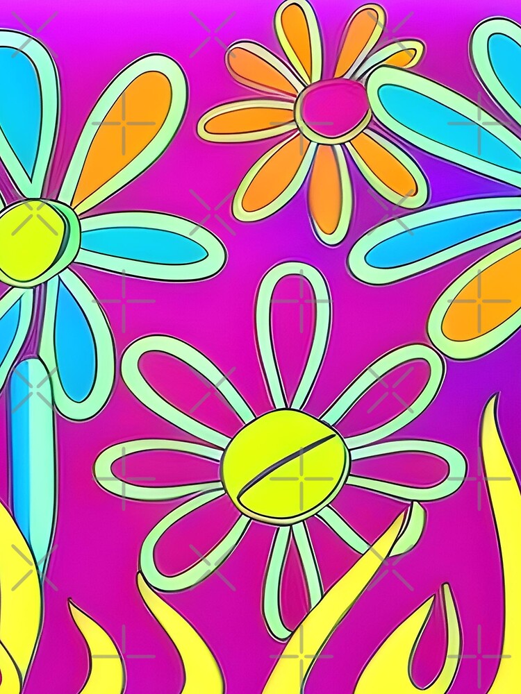 Abstract Pop Art Floral on Pink by calibrit