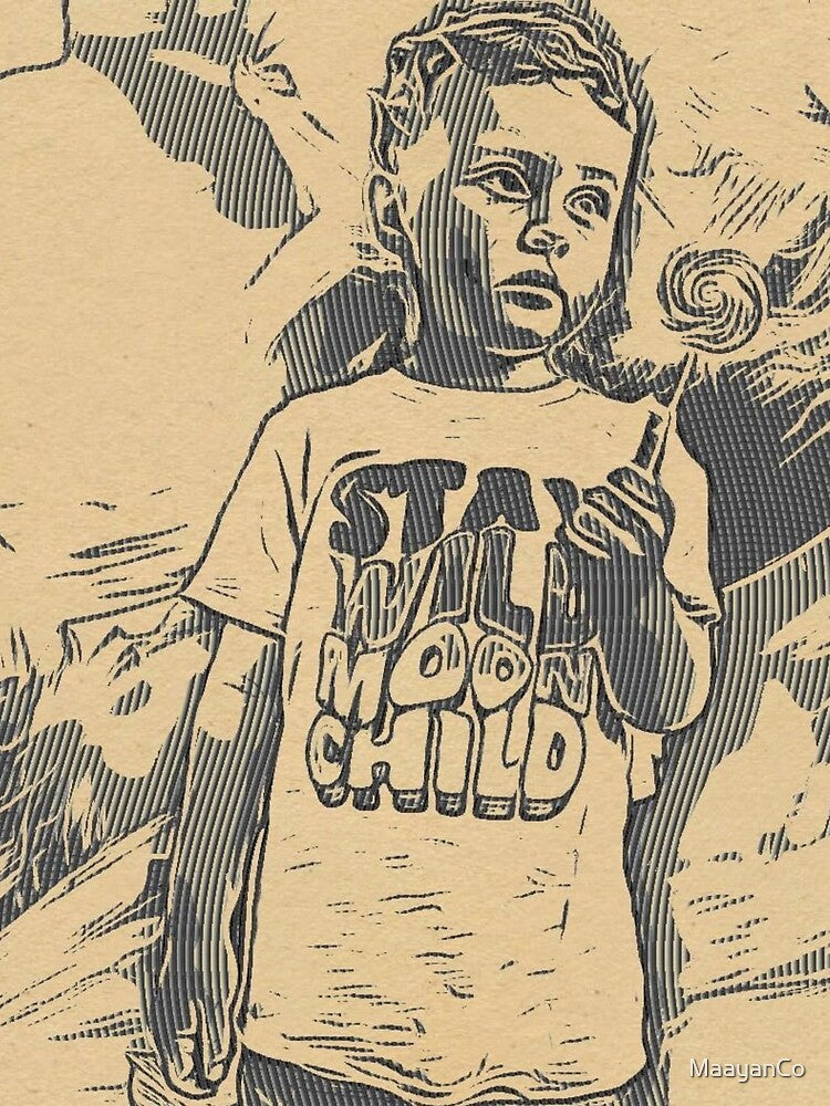 A Young Boy Retro Style Pen Sketch -  An Exclusive design! by MaayanCo T-Shirts, Hoodie, Sweatshirt (Image 2)