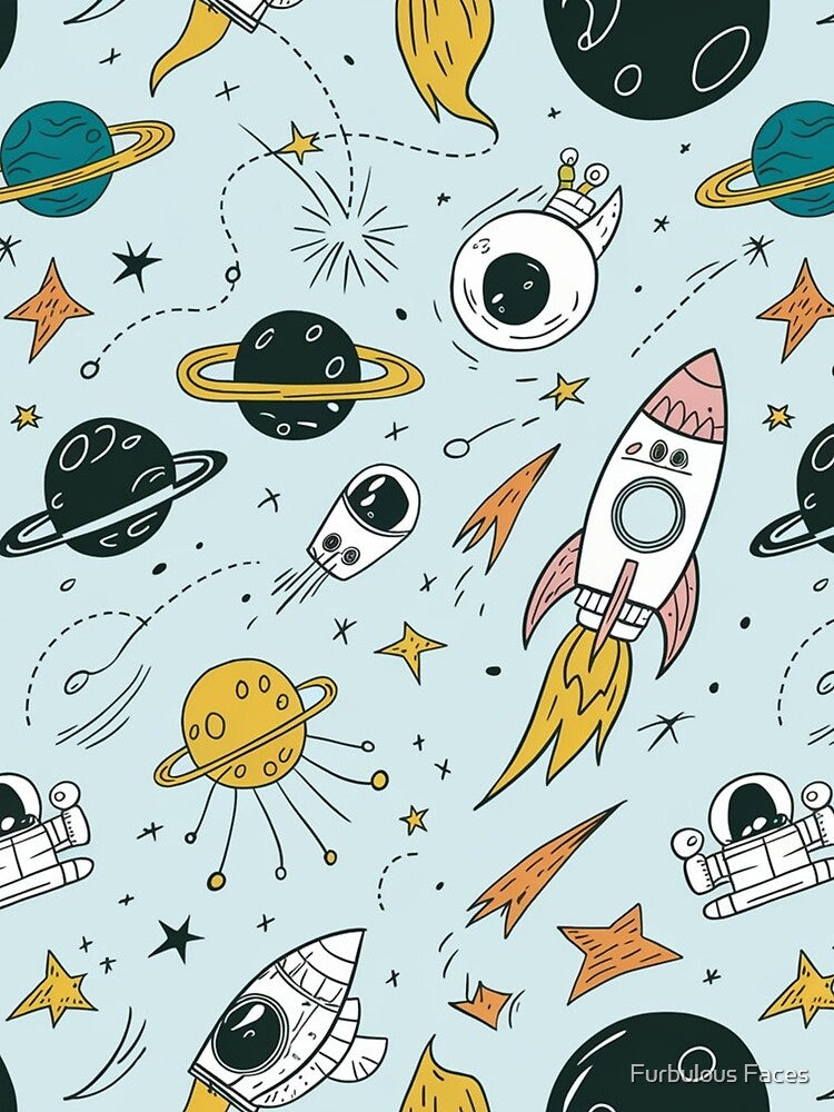 Outer Space Doodle Pattern by Furbulous Faces