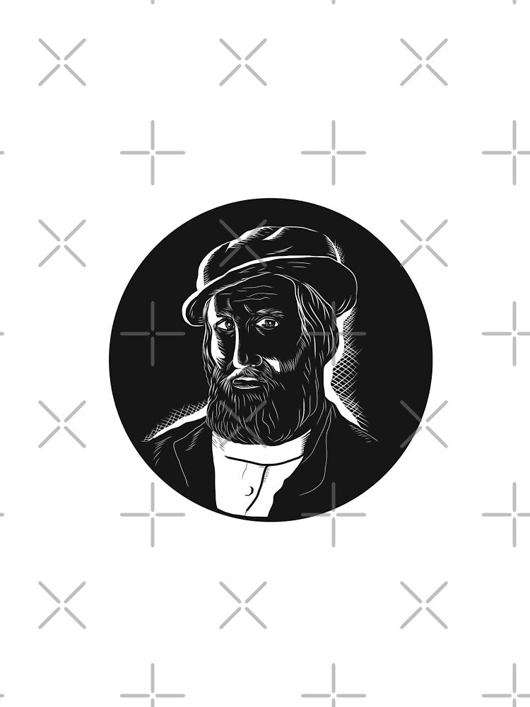 Hernan Cortes Conquistador Woodcut by patrimonio