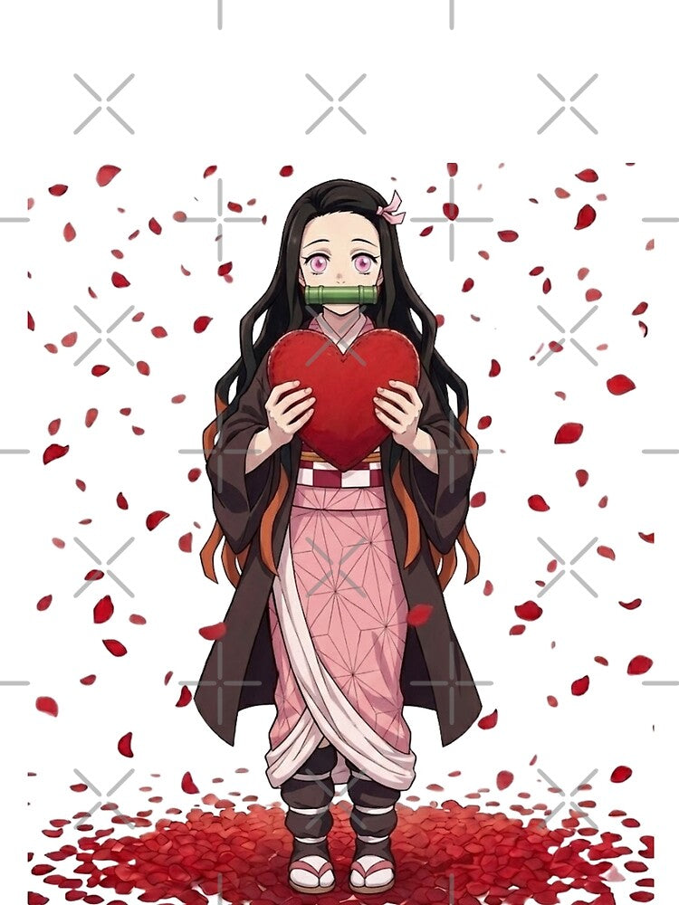 Nezuko Kamado Valentine Heart Anime Art by Innova_Creations