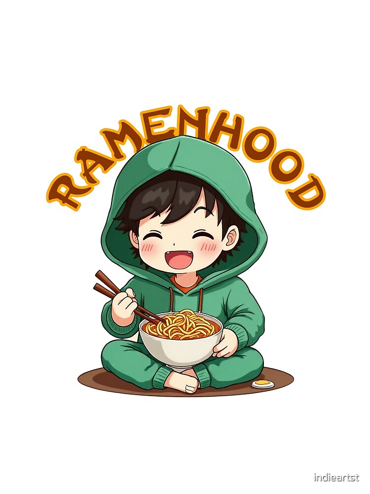 A chibi character sitting cross-legged on the floor eating ramen by indieartst T-Shirts, Hoodie, Sweatshirt (Image 2)