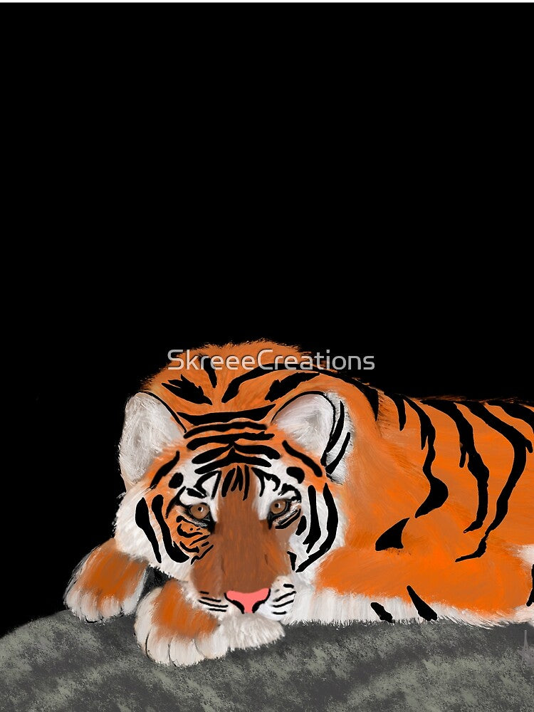 Resting Tiger Illustration – Majestic Wildlife Big Cat Art by SkreeeCreations T-Shirts, Hoodie, Sweatshirt (Image 2)