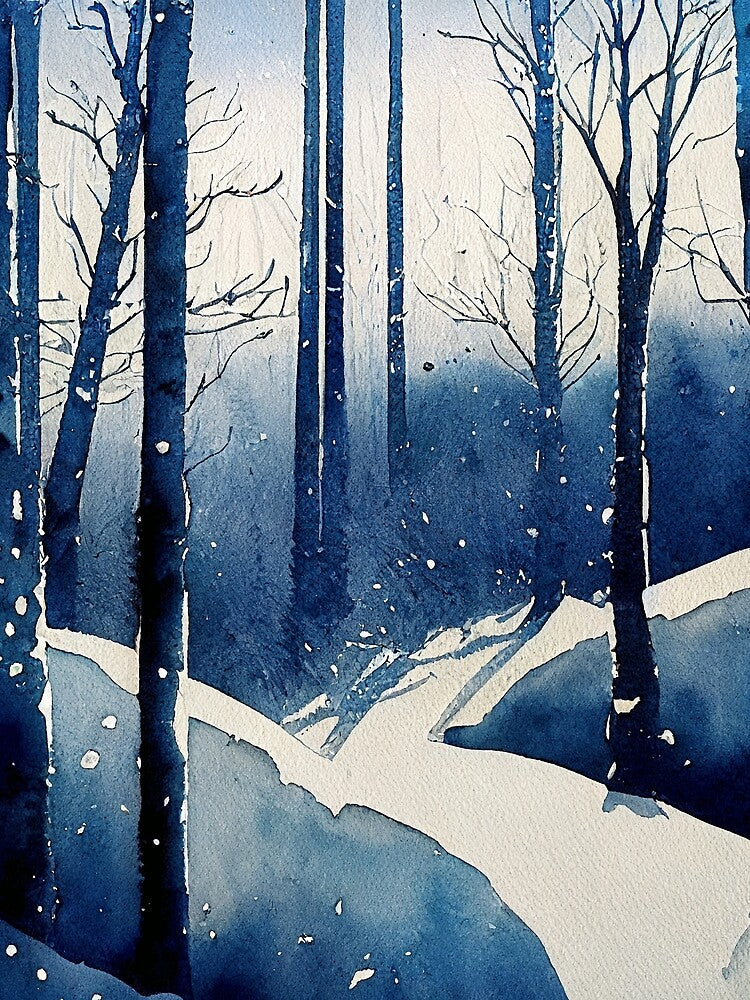 Deep blue forest winter in loose fluid watercolor for winter festive season by aricutcia T-Shirts, Hoodie,... (Image 2)