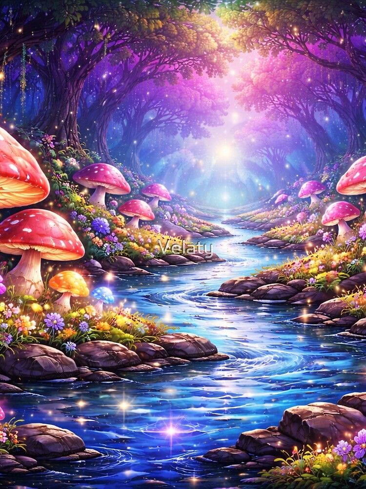 Enchanted Mushroom Forest – Magical Fantasy Woodland Illustratio by Velaty T-Shirts, Hoodie, Sweatshirt (Image 2)