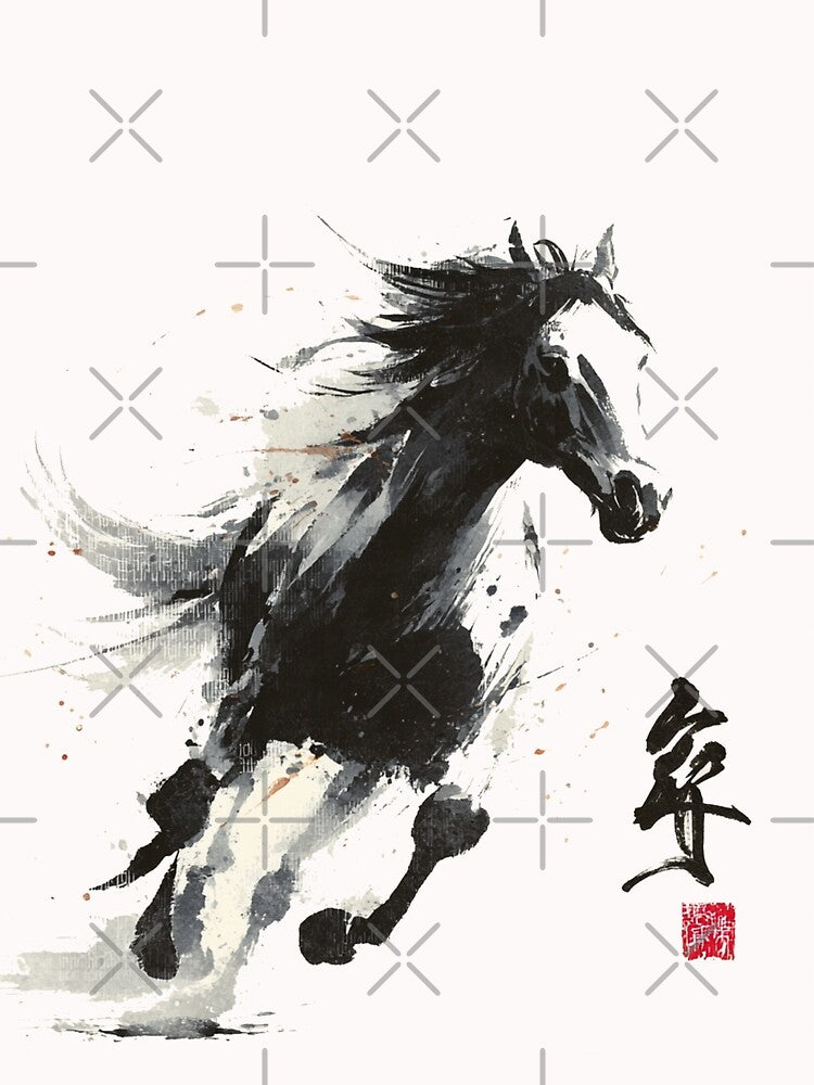 Chinese style watercolour sketch, unicone horse by Sassy.Steed.Studio T-Shirts, Hoodie, Sweatshirt (Image 2)