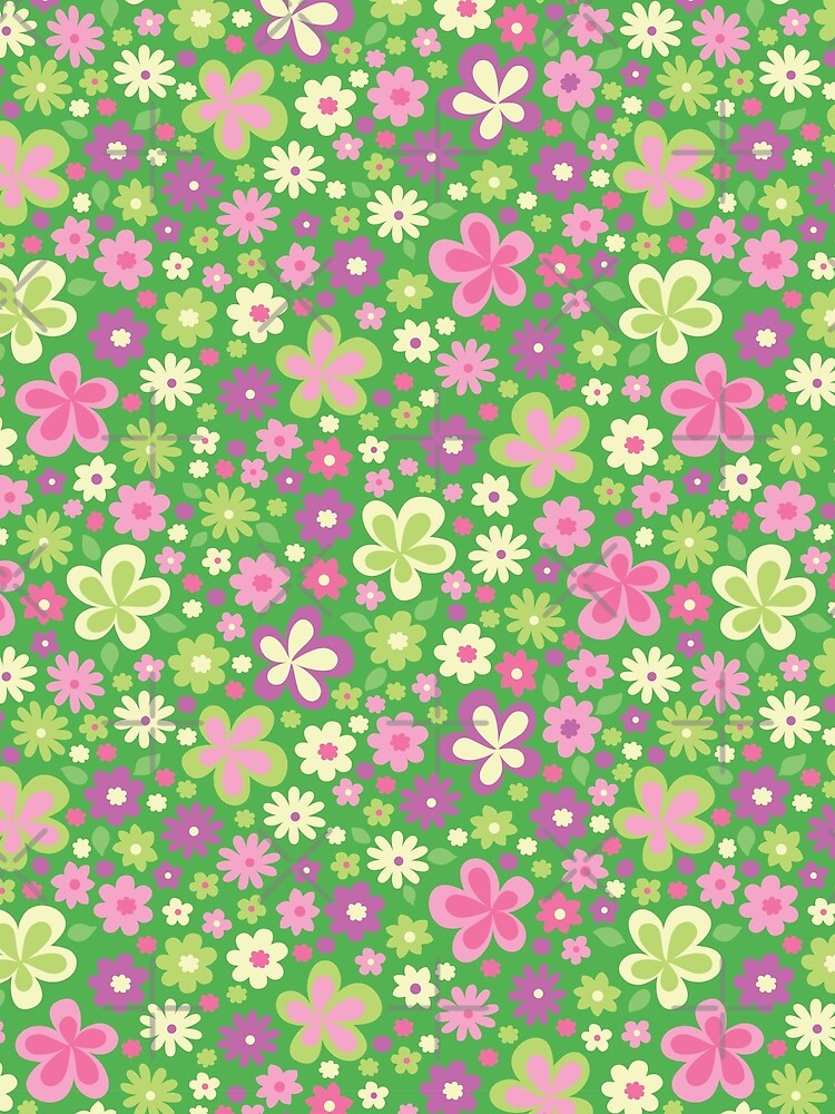 GREEN PURPLE VINTAGE FLORAL RETRO FUN by blomastudios T-Shirts, Hoodie, Sweatshirt | BlankRebels.com (Image 2)