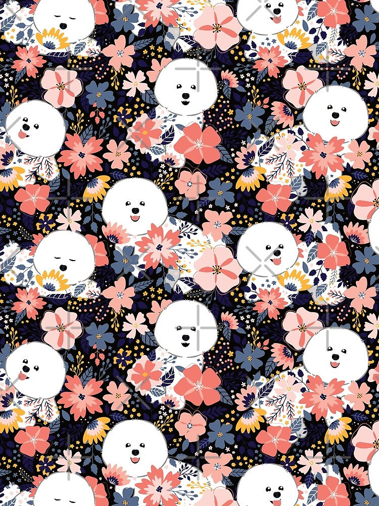 Cute Bichon Frise Garden - Black Background by Lulupainting T-Shirts, Hoodie, Sweatshirt | BlankRebels.com (Image 2)