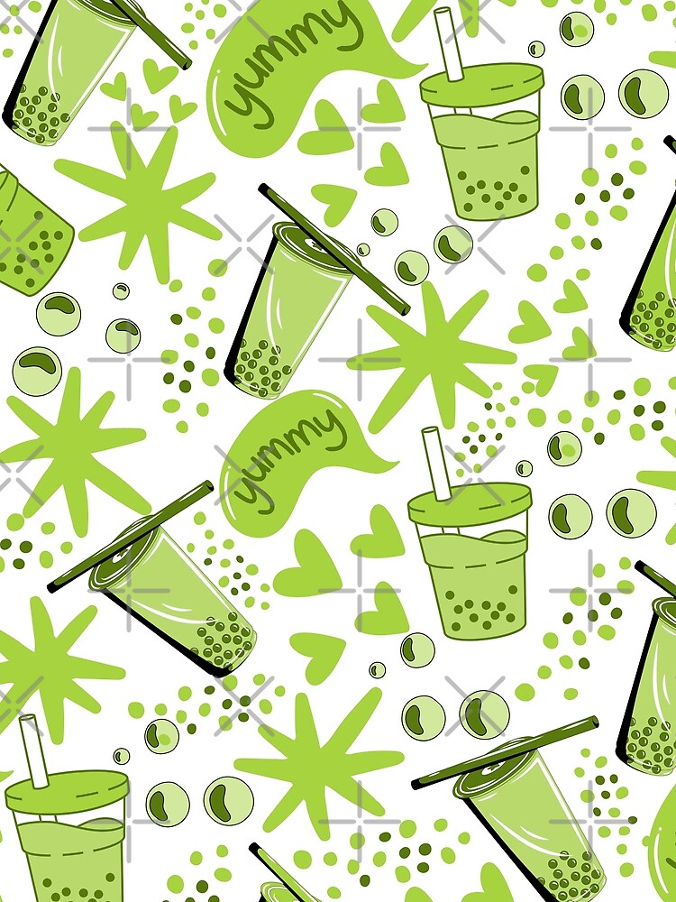 boba tea bubble milk matcha tea green tea lover pattern by DesignYourWaystore T-Shirts, Hoodie, Sweatshirt (Image 2)
