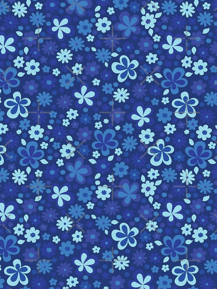 LIGHT BLUE VINTAGE FLORAL RETRO FUN by blomastudios T-Shirts, Hoodie, Sweatshirt | BlankRebels.com (Image 2)