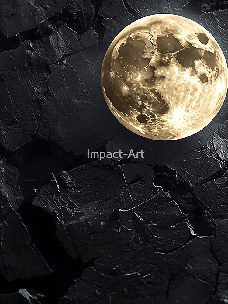 Glowing Full Moon on Dark Cracked Stone – Dark Fantasy Minimal Aesthetic by Impact-Art T-Shirts, Hoodie, Sweatshirt (Image 2)