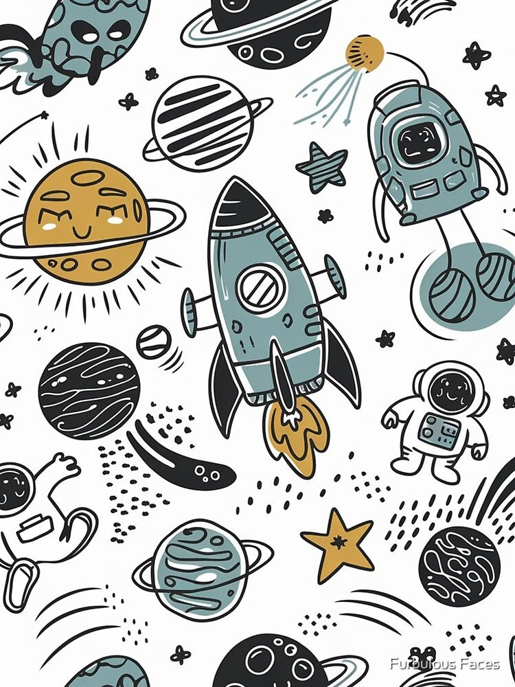 Doodle Space Adventure Pattern by Furbulous Faces T-Shirts, Hoodie, Sweatshirt | BlankRebels.com (Image 2)
