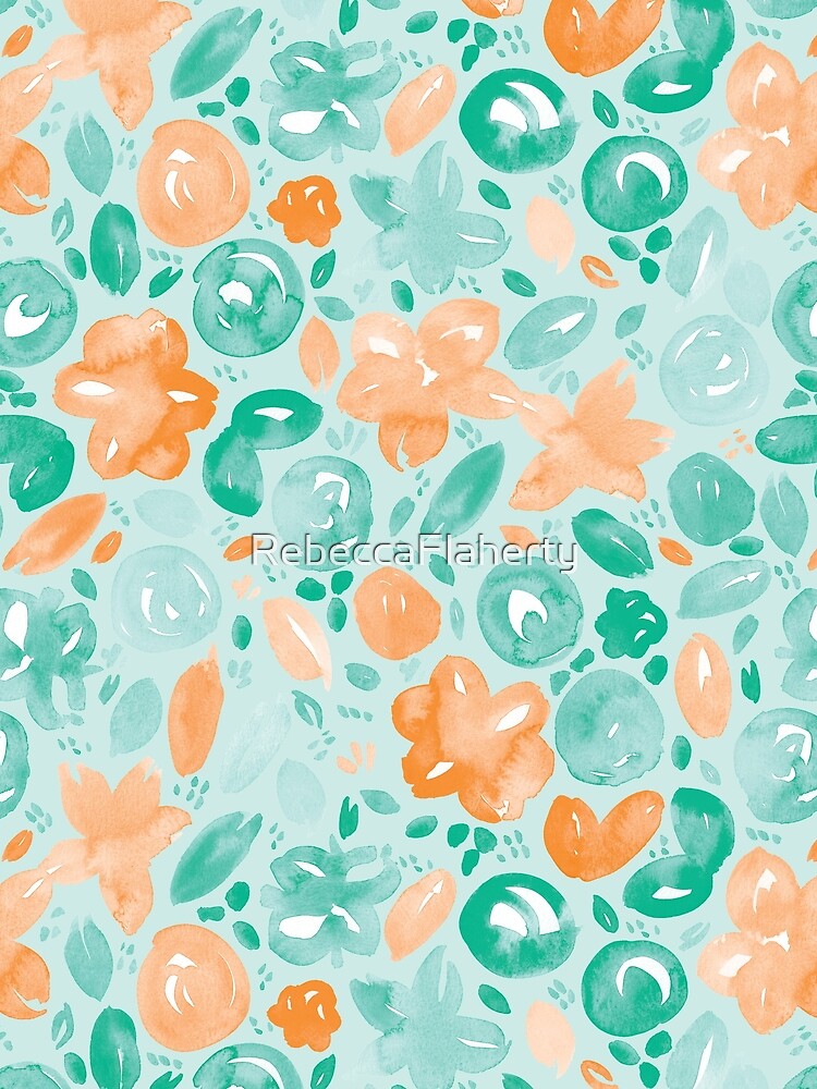 Floral Pattern #5 | Mint and Orange by RebeccaFlaherty T-Shirts, Hoodie, Sweatshirt | BlankRebels.com (Image 2)