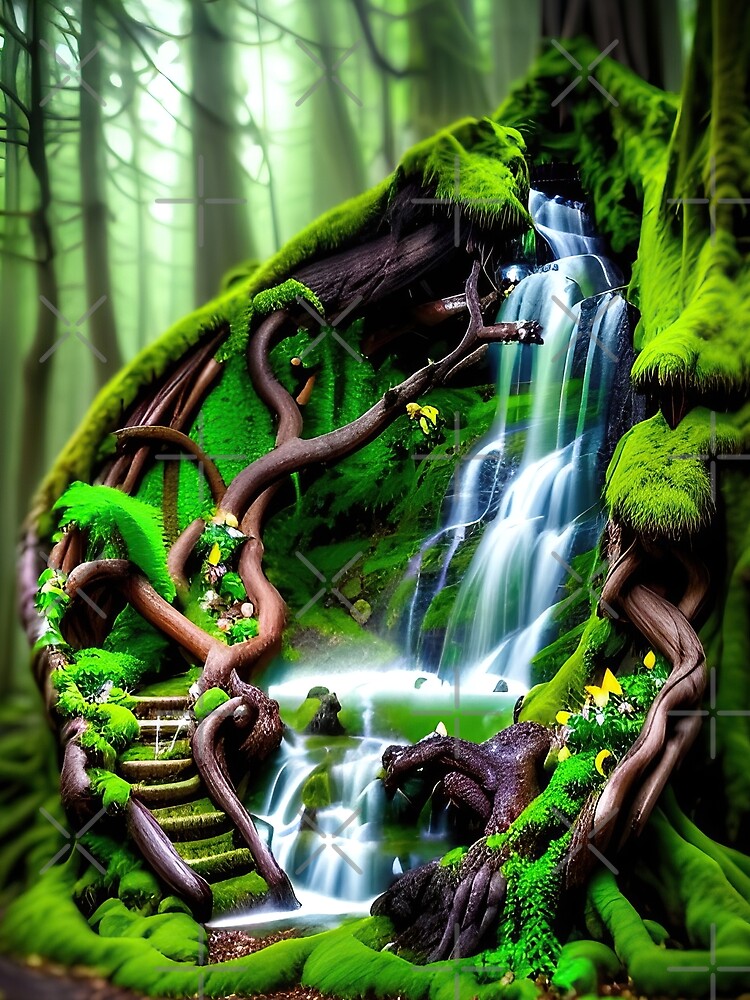 A beautiful lush Fairycore Elf forest with waterfalls by PixieDustAIArt T-Shirts, Hoodie, Sweatshirt (Image 2)