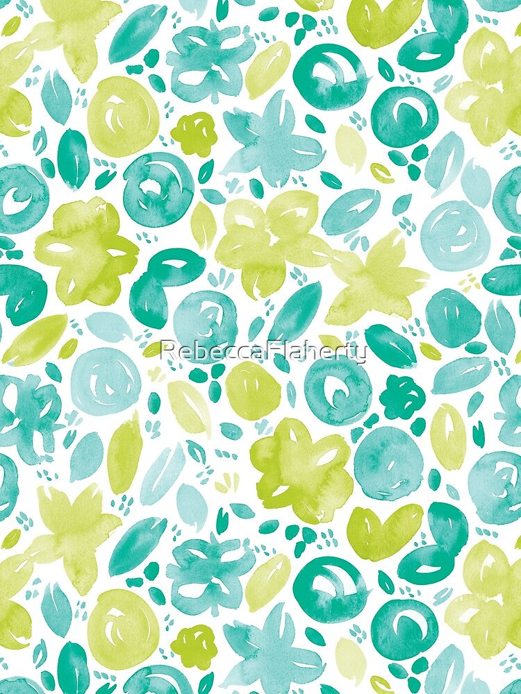 Floral Pattern #5 | Teal and Green by RebeccaFlaherty T-Shirts, Hoodie, Sweatshirt | BlankRebels.com (Image 2)