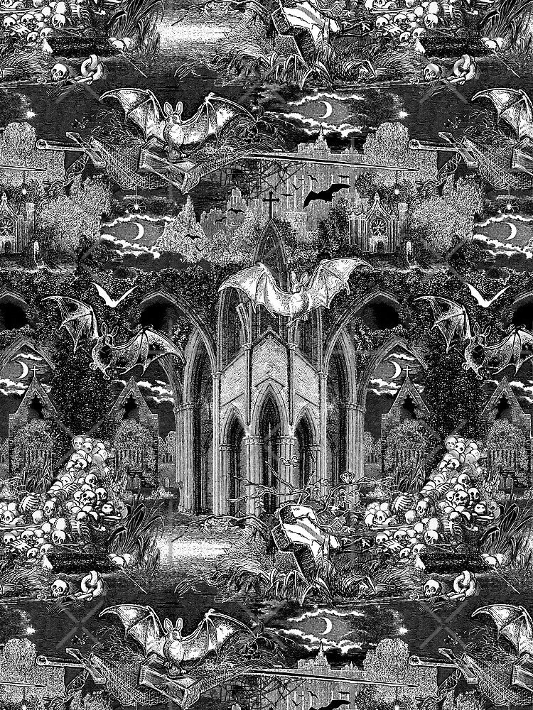 Dark Gothic Vampires Crypt Graves Bats Skulls Pattern by Moose Disco by MooseDisco T-Shirts, Hoodie, Sweatshirt (Image 2)