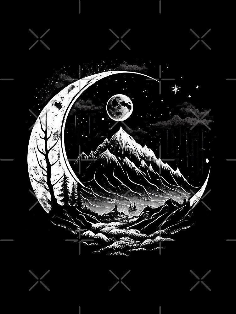 Surreal Moon over Dark Mountain & Forest by FenixRiver T-Shirts, Hoodie, Sweatshirt | BlankRebels.com (Image 2)