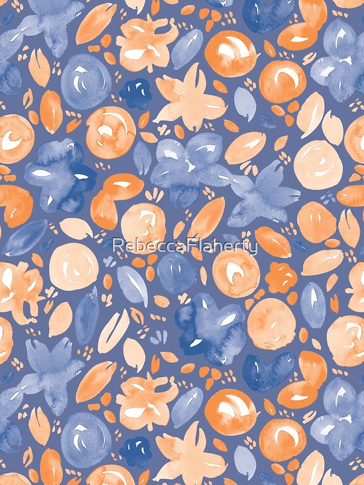 Floral Pattern #5 | Blue and Orange by RebeccaFlaherty T-Shirts, Hoodie, Sweatshirt | BlankRebels.com (Image 2)