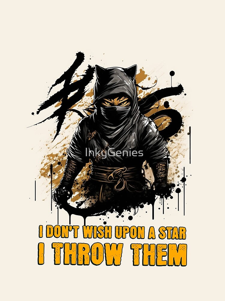 I Don't Wish Upon A Star, I Throw Them - Japanese Anime Aesthetic Ninja Cat Gift by InkyGenies T-Shirts,... (Image 2)