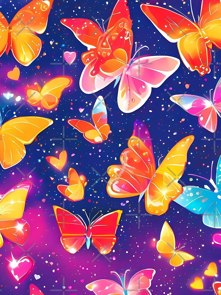 Galaxy Glow Butterflies – Y2K Neon Cosmic Aesthetic Pattern by MyDreamNookShop T-Shirts, Hoodie, Sweatshirt (Image 2)