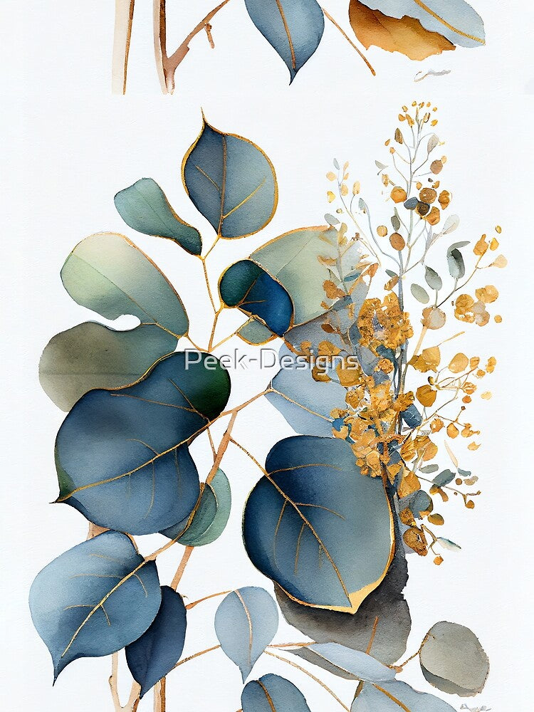 Boho Blue and Gold Eucalyptus by Peek-Designs T-Shirts, Hoodie, Sweatshirt | BlankRebels.com (Image 2)