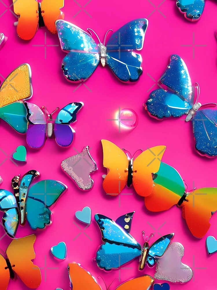 Y2K Neon Butterfly Vibes – Rainbow Chrome Aesthetic Pattern by MyDreamNookShop T-Shirts, Hoodie, Sweatshirt (Image 2)