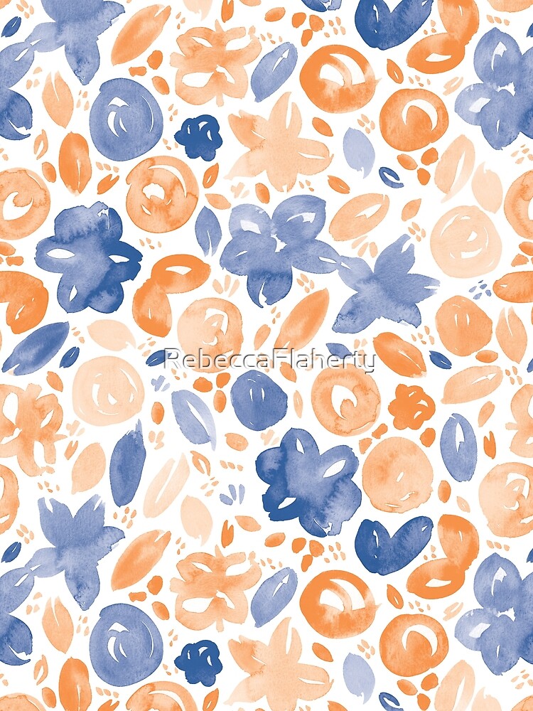 Floral Pattern #5 | Orange and Blue by RebeccaFlaherty T-Shirts, Hoodie, Sweatshirt | BlankRebels.com (Image 2)