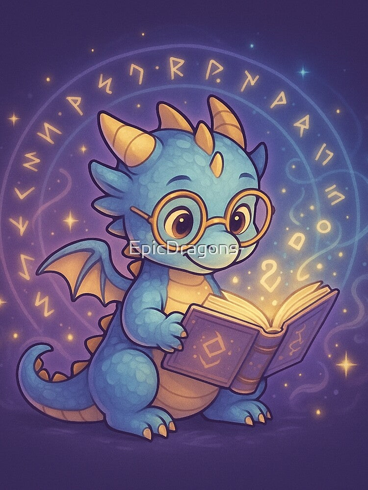 Spellbook Scholar Dragon – Cute Wizard Fantasy Dragon Art by EpicDragons- T-Shirts, Hoodie, Sweatshirt (Image 2)