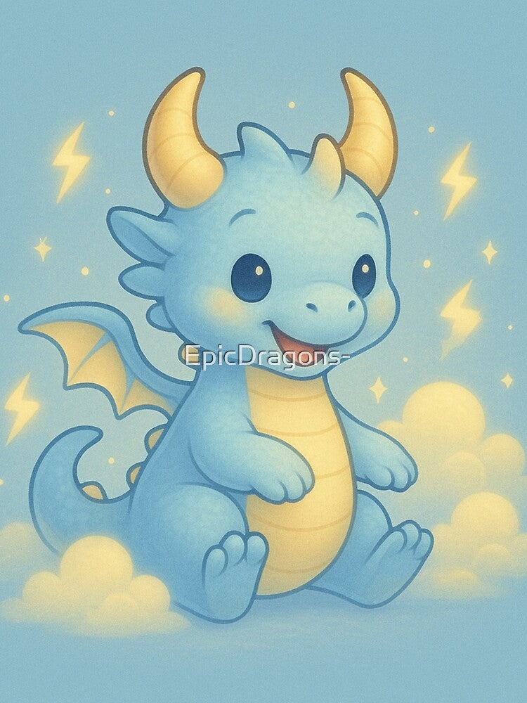 Storm Puff Dragon – Cute Lightning Fantasy Baby Dragon Art by EpicDragons- T-Shirts, Hoodie, Sweatshirt (Image 2)