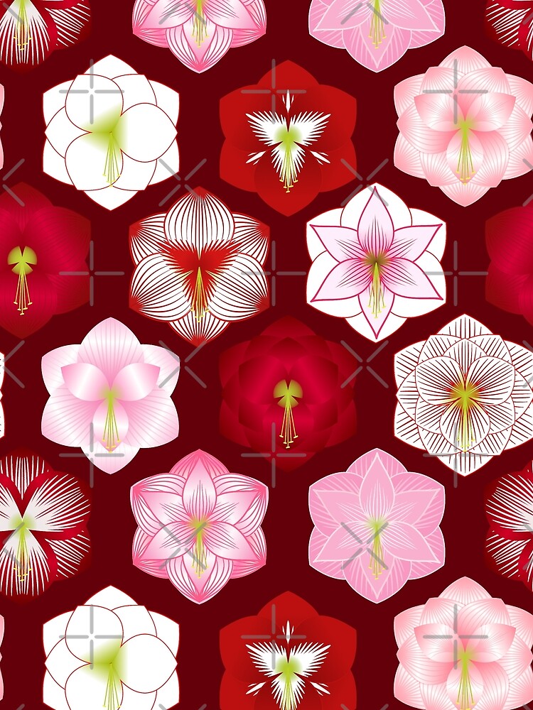 Amaryllis Pattern - Burgundy by marieofroumania T-Shirts, Hoodie, Sweatshirt | BlankRebels.com (Image 2)